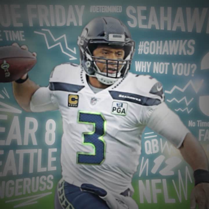ラッセル・ウィルソンのインスタグラム：「Year 8. Week ✌️. #GoHawks #BlueFriday」