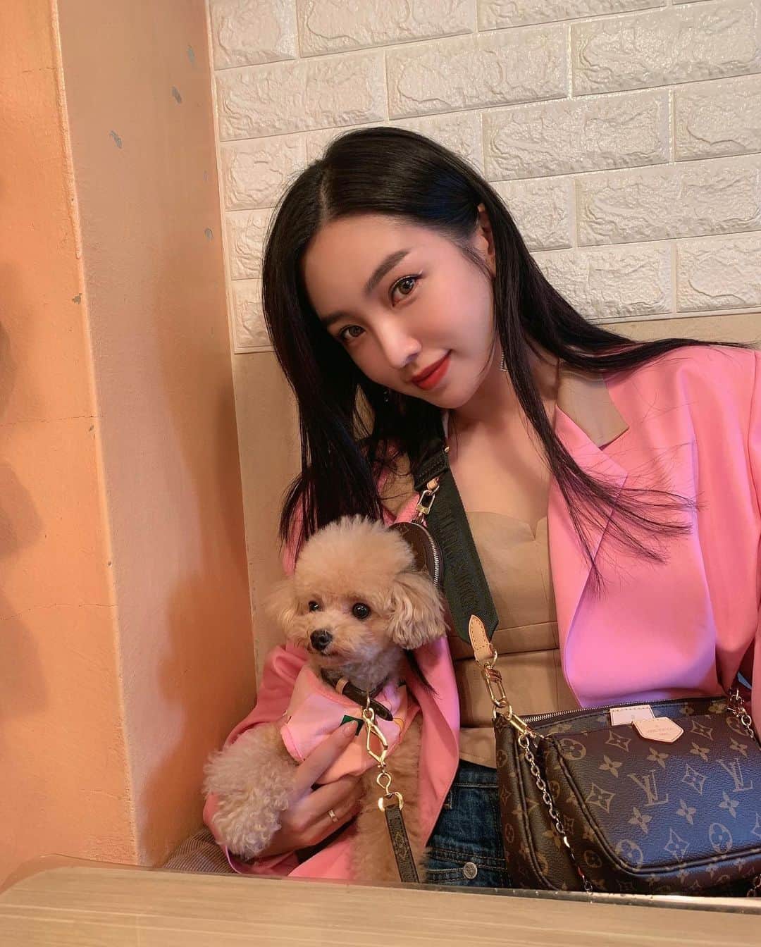 megbabyのインスタグラム：「👜💕#LOUISVUITTON 🐶💕 @queen_of_pablo」