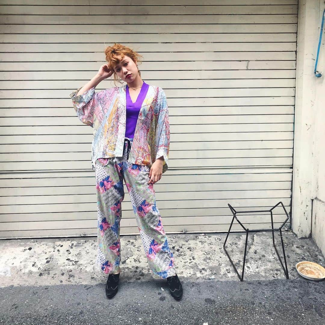 PUNK CAKEさんのインスタグラム写真 - (PUNK CAKEInstagram)「•Paris map cardigan【SOLD】 •Flower patchwork pajama pants #punkcake #vintageclothing #harajuku」9月14日 16時59分 - punk_cake