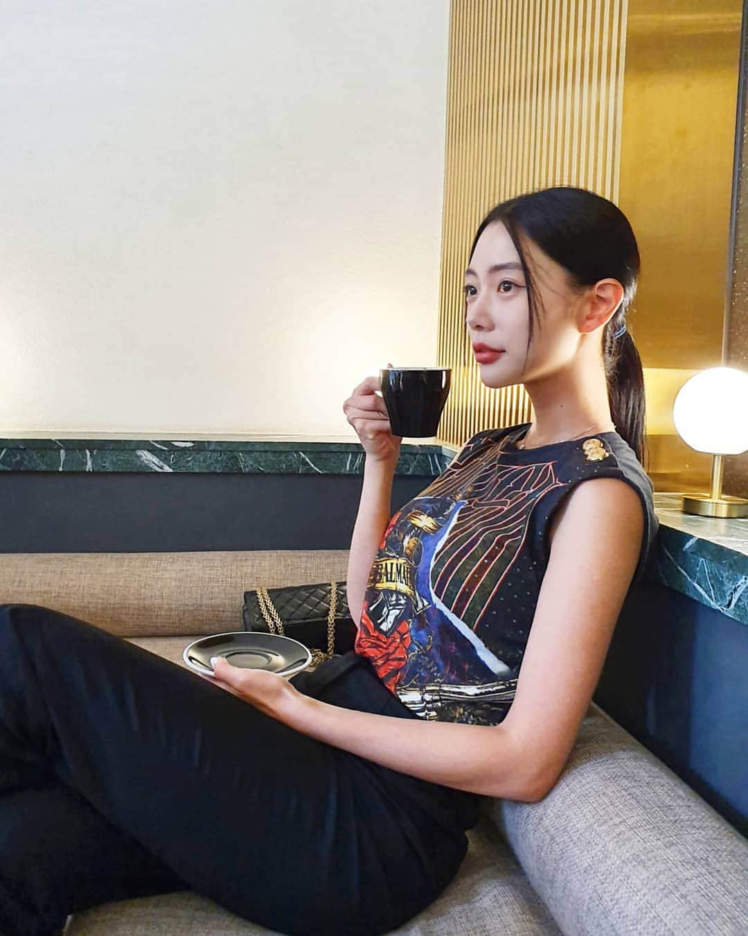 クララさんのインスタグラム写真 - (クララInstagram)「#tailorcoffee Tshirt: @balmain  Pants: @balmain」9月14日 18時25分 - actressclara