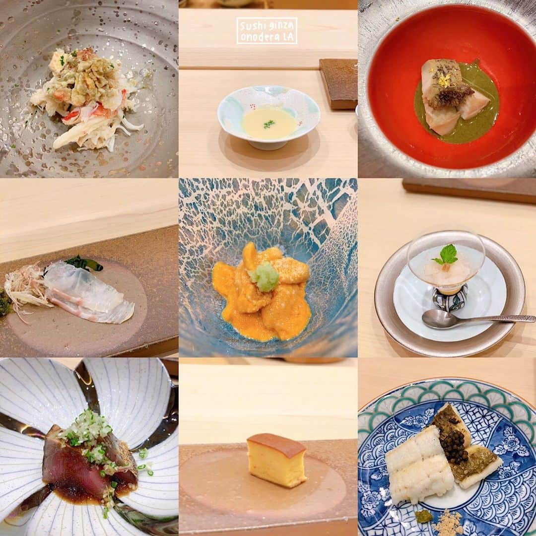 4foodie, for foodieさんのインスタグラム写真 - (4foodie, for foodieInstagram)「📍West Hollywood, California  Sushi Ginza Onodera LA / Dinner Omakase - Seasonal Kyokugen (Extended Kiwami Course) / USD$450 美味程度(taste)：🌕🌕🌕🌕🌗 環境衛生(ambience)：🌕🌕🌕🌕🌕 服務態度(service)：🌕🌕🌕🌕🌕 再訪意願(revisit)：🌕🌕🌕🌕🌗 🗺609 La Cienega Blvd, West Hollywood, CA 90069 ☎️323-433-4817 (Reserve via OpenTable) ⏰ 18:00-23:00 (Monday Closed) 💡補充💡來LA摘米其林兩星的壽司店啦🌟🌟這算是我來洛杉磯4年裡吃過最道地的壽司店！他們有3個無菜單價位：$300、$400、$450，價位越高當然食材跟種類用的越多越好～$450的無菜單料理有26道，幾個我最喜歡的有白海膽魚子醬蒸蛋、羽立海膽hadate (這就是日本壽司之神最愛用的海膽，這種海膽非常少見，因為他們吃的昆布種類很好，又生存在極乾淨的水裡，所以味道非常鮮甜)、喜知次魚(Kinki 日本三大名魚之一，帶筋又柔軟)、黑喉魚(black throat sea perch)、鮪魚三角腹肉(雪花超美😍這個是魚鰓下面的那塊三角肉，一頭黑鮪魚就只有兩小塊，所以是非常的珍貴的部位！口感非常特別，入口即化中帶筋）、野生鮭、幼紅鯛(baby red snapper)、金目鯛、幼魷魚(baby squid)、安康魚肝(monkfish liver)、等等。師傅都會根據不同種類的魚做適合的調味及切法，其中一道調味令我印象深刻的是用清酒和昆布特調的生魚片沾醬，清爽又能帶出魚的甜味！整體環境很舒服，從檜木餐桌到每組餐具都能感受到餐廳的用心，師傅和服務生都很有耐心，也很談吐幽默，服務佳！師傅說他們整個檜木桌是用一顆歲數200年多的樹做成，非常珍貴🥺這家在東京、上海、夏威夷、紐約都有哦！😋🍣🍣🍣🍣 #4foodie #4foodieincalifornia #4foodieinLA #4foodie洛杉磯 #4foodie美國 #Sushiginzaonodera #sushi #omakase #壽司 #米其林餐廳 #米其林二星 #美國美食 #lafoodie #LAfood #4foodieforfoodie #sushilovers #omakasesushi #michelin ©️版權所有，不得轉載copyrights reserved」9月14日 19時02分 - 4foodie