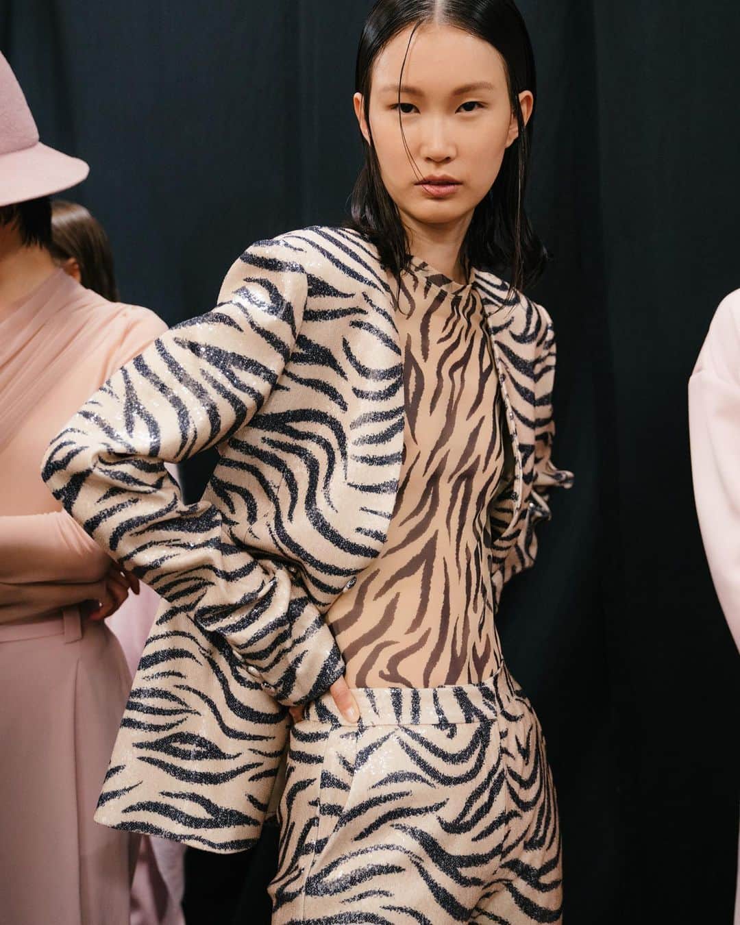 Fashion Weekのインスタグラム：「The animal print trend was strong on the September 2019 #NYFW runway. 🖤 Backstage at  @Sally_Lapointe captured by @johannasiring.」