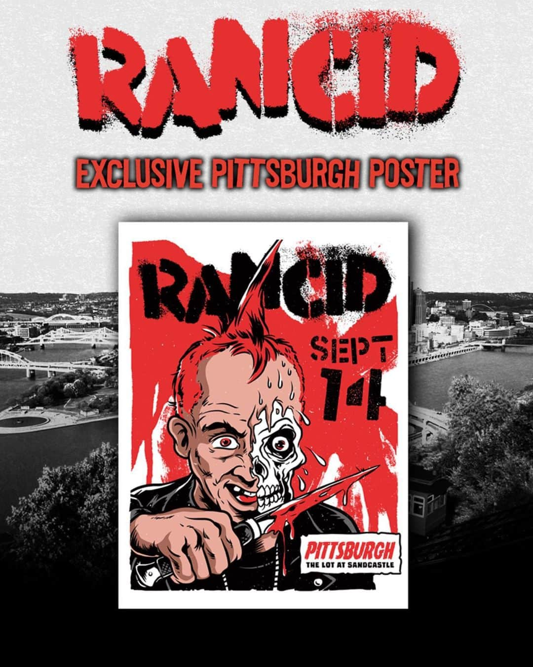 Rancidさんのインスタグラム写真 - (RancidInstagram)「Tour with @_pennywise, @suicidaltendencies, @theenglishbeat, @theaquabats, @turnstiletribe, @ironreaganofficial and @angeldustmoney starts today!  Pittsburgh swipe for exclusive poster, available at the merch booth  Ticket link in bio 👊」9月15日 1時58分 - rancid