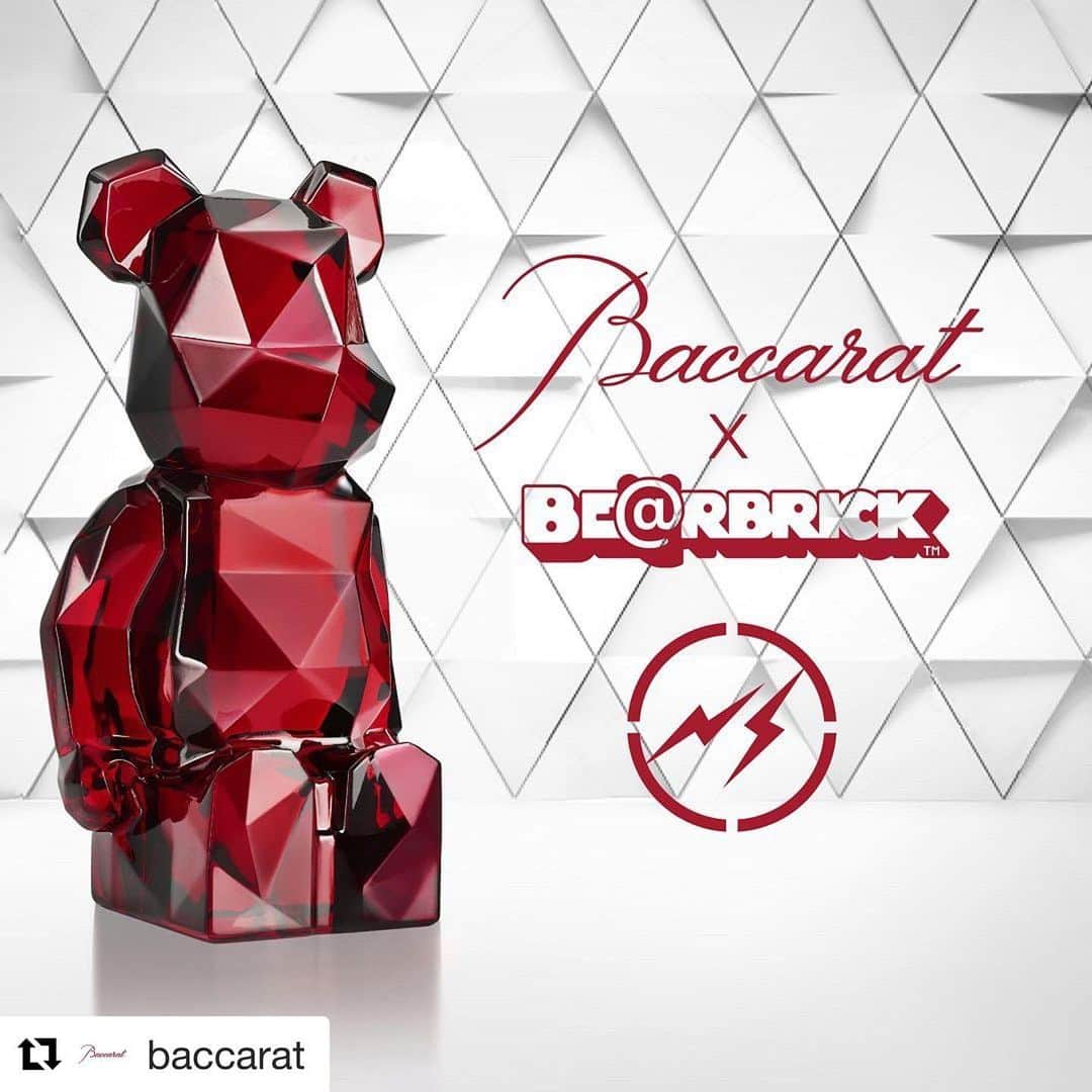 藤原ヒロシさんのインスタグラム写真 - (藤原ヒロシInstagram)「Be@rbrick Polygon red is the lovechild born of the daring collaboration between Baccarat and the Japanese brand Medicom Toy. For the first time ever, Be@rbrick is crafted in the inimitable Baccarat’s golden red and sculpted with infinite crystal facets. Designed by #HiroshiFujiwara, the "Godfather of streetwear", the new Be@rbrick Polygon Red art toy is a luxurious collector’s object of desire available in very limited edition. ⠀⠀⠀⠀⠀⠀⠀⠀⠀ For the opportunity to acquire one, register online on  bacca.at/BearbrickRegistration before October 10, 2019 (link in our bio @Baccarat) ⠀⠀⠀⠀⠀⠀⠀⠀⠀ It will be available exclusively in selected Baccarat boutique in Paris, New York and Tokyo, for registered clients only, on a "First Come First Served" basis. ⠀⠀⠀⠀⠀⠀⠀⠀⠀ #BaccaratBearbrick #ArtToy #FragmentDesign ⠀⠀⠀⠀⠀⠀⠀⠀⠀ BE@RBRICK TM & © 2001-2019 MEDICOM TOY CORPORATION. All rights reserved.」9月29日 18時29分 - fujiwarahiroshi