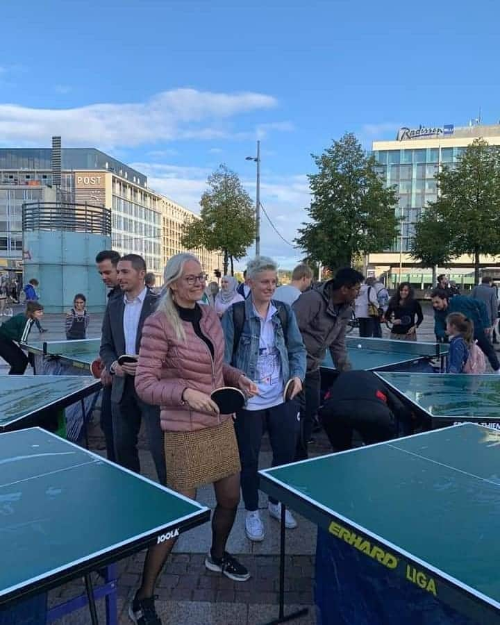 マチルダ・エコームのインスタグラム：「Sweden against Germany. Easy win when you play with 2018 veteran world champion @petraerika! #tischtennis #tabletennis #pingpong #🏓」