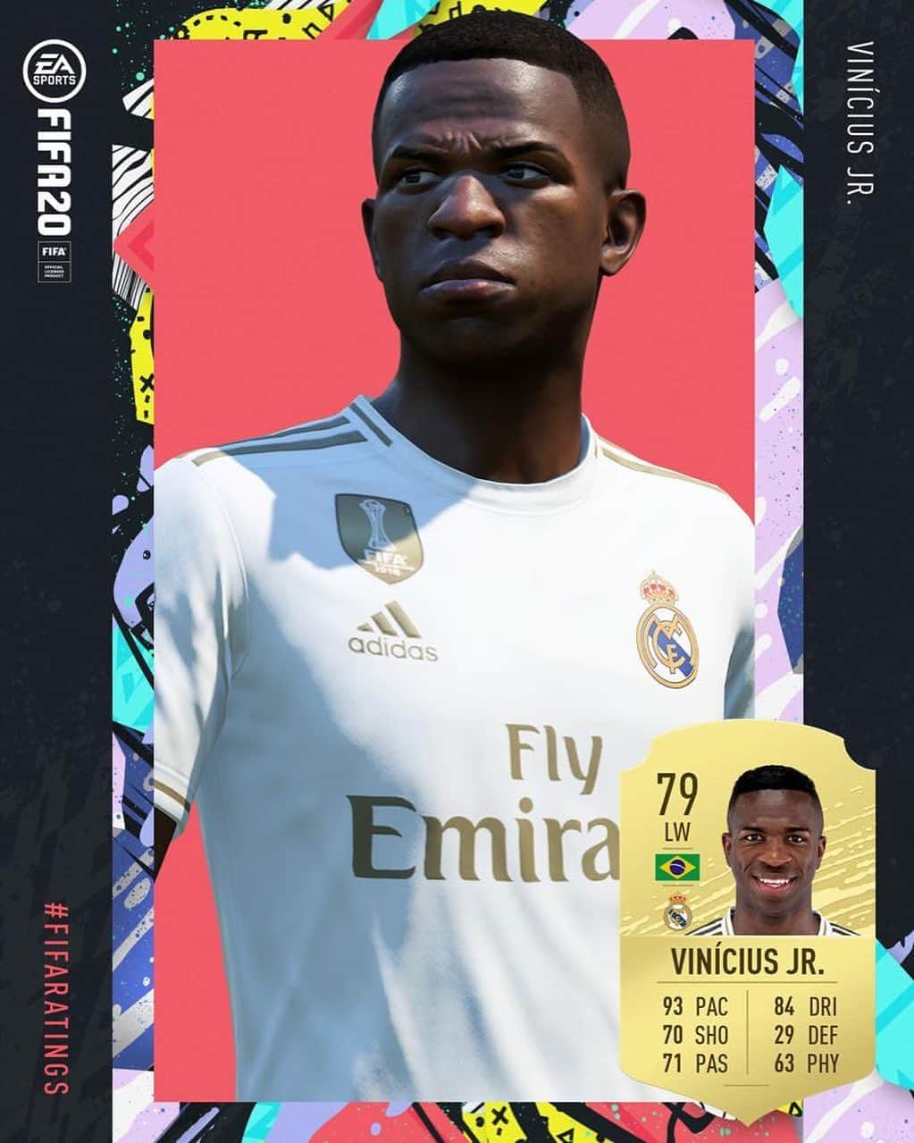 ヴィニシウス・ジュニオールのインスタグラム：「9⃣3⃣  de ritmo 👀😏💨 Quién se ha descargado la#FIFA20Demo y juagado conmigo ⁉️#FIFA20 x.ea.com/59837 @easportsfifa」