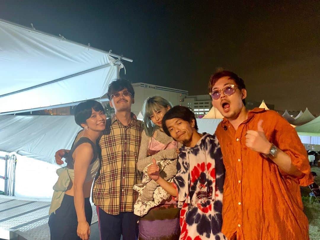モリシーのインスタグラム：「BAY CAMPサンクス！ 今日のベーシストはケンシロウ。 みんなナイスグルーヴでした！ 夜も楽しんで！ #awesomecityclub  #baycamp」