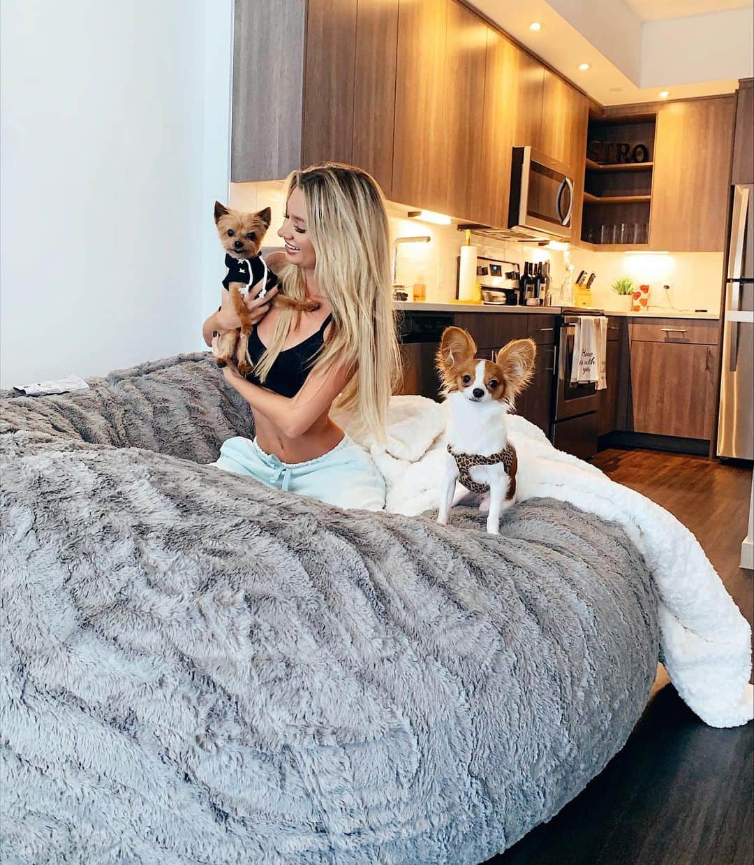 Alexa Collinsさんのインスタグラム写真 - (Alexa CollinsInstagram)「Sunday’s are made for football & puppy cuddles. Thanks so much to @lovesac for blessing my new home with this amazing sac. Now anyone can come over and lounge 🐾」9月16日 2時28分 - alexacollins