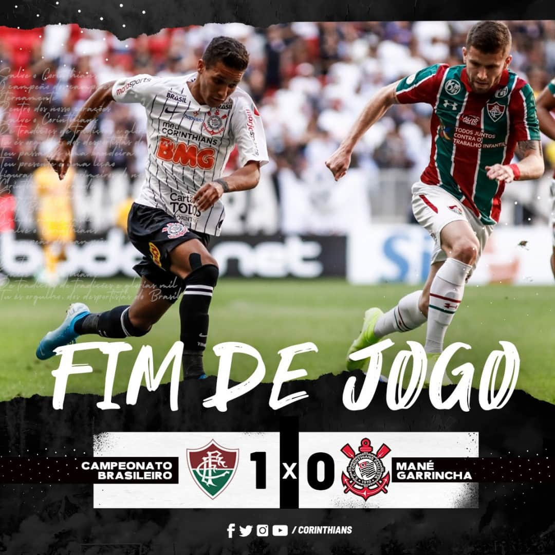 コリンチャンスさんのインスタグラム写真 - (コリンチャンスInstagram)「Fim de jogo em Brasília! Pela 19ª rodada do Brasileirão, Corinthians é derrotado pelo Fluminense por 1 a 0 e fecha o primeiro turno com 32 pontos. O próximo confronto é na quarta-feira, na @arenacorinthians, pela semifinal da Copa Sul-Americana, contra o Ind. Del Valle.⠀ ⠀ #FLUxSCCP #MeuBMG #NãoÉSóPatrocínio #TimeDoPovo #Corinthians #Timão #CorinthiansTV #FielTorcedor #AFielÉFoda #UmSoCorinthians #NikeFutebol #Joli #EstrellaGalicia #UniversidadeBrasilOficial #ÉPositivo #CorinthiansÉPositivo #LoucoPotyCorinthians #PostosALE #ALEnoTimão #TODOSportiCorinthians #CartãodeTODOSCorinthians #TODOSpeloTimão⠀ ⠀」9月16日 5時58分 - corinthians