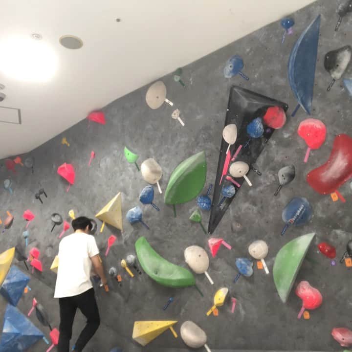 のインスタグラム：「動画①/初めて3級落とせた！3級にしては割と登りやすかった！周りの子供達がバンバン2級とか1級落としててなんか恥ずかしかった！高さ15mの屋外ウォールは見てて清々しかった！高所恐怖症の僕には絶対無理です！ ・ ・ ・ #ボルダリング #ボルダリング初心者 #ボルダリング3級 #グラビティリサーチ岸和田  #カンカンウォール #今度はオートビレイにチャレンジしたい」