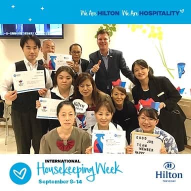 ヒルトン東京ベイ Hilton Tokyo Bayさんのインスタグラム写真 - (ヒルトン東京ベイ Hilton Tokyo BayInstagram)「ヒルトンでは、毎年「ハウスキーピングウィーク」を開催しています。ゲストが快適にホテルでお過ごしいただける空間を作るために、毎日客室の品質と清潔さを維持しているハウスキーピングチーム。先週、ヒルトン東京ベイでは、ハウスキーピングチームのひとりひとりのメンバーに、ゲームや贈り物、メッセージカードを通じて、感謝の気持ちを込めた沢山のおもてなしをしました。  Cheers to our great housekeeping team at Hilton Tokyo Bay! We set aside one special week to honor our year-around kings and queens of Housekeeping every year. Thank you for everything you do to make our guests happy! You’re awesome!  #hiltontokyobay #wearehospitality #IHW19 #WeAreHilton #housekeeping #hilton100anniversary」9月16日 22時37分 - hiltontokyobay