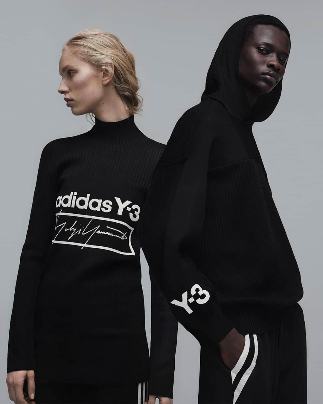 ワイスリーのインスタグラム：「The new drop of Y-3 Fall Winter 2019 is available from September 19 at y-3.com, Y-3 flagship stores and selected retail partners. 📷: @yvanfabing Styling: @_mariechaix_ Y-3 Fall Winter 2019. --- #adidas #Y3 #YohjiYamamoto  Discover the collection at Y-3.com」