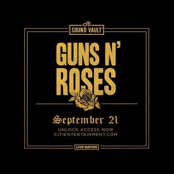 Guns N' Rosesさんのインスタグラム写真 - (Guns N' RosesInstagram)「Attention LA⚡️We’re back playing #CitiSoundVault at @hollywoodpalladium THIS SATURDAY, 9/21! Citi cardmembers can buy exclusive tickets for the show. Register now thru 9/18 @ 10pm PST. Tickets on sale 9/20. 🤘」9月16日 23時01分 - gunsnroses