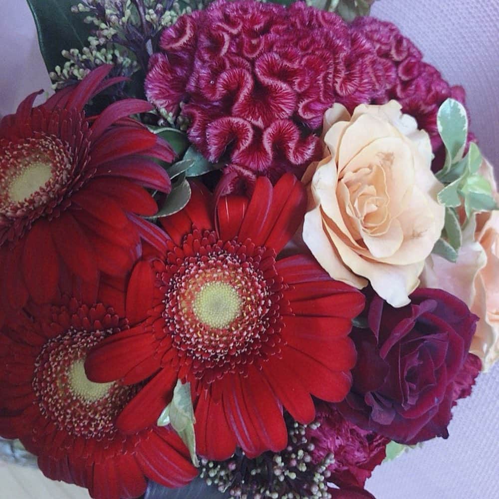 深井ねがいさんのインスタグラム写真 - (深井ねがいInstagram)「サガミ様から頂いたお花🥀 私が好きな薔薇や赤色のお花が沢山で幸せ！ １回目の収録の時も頂いて 本当に感謝しています！ #サガミ #話食推しメン処サガミ」9月16日 23時17分 - negai0116