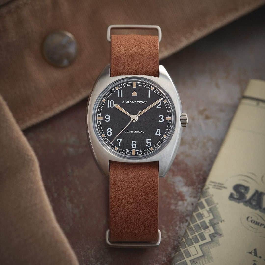 のインスタグラム：「A historical return: The new Khaki Pilot Pioneer Mechanical is the evolution of the British Armed Forces wrist watch from the 1970’s. #hamiltonwatch」