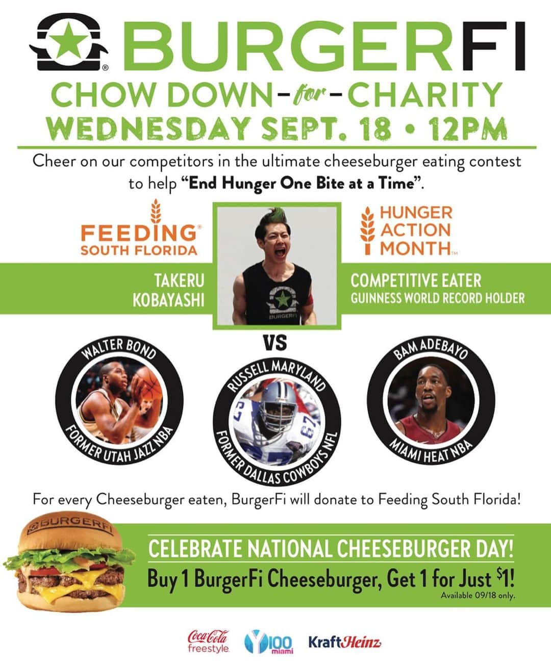 小林尊さんのインスタグラム写真 - (小林尊Instagram)「🍴vs. 🏈🏀🏀 On the 18th, National cheese burger day, I will eat 🍔against super athletes at the @burgerfi event for @feedingsouthflorida  can’t wait!! US1 & S.W. 104th Miami, FL33156 #burgereatingchallenge #miami  スーパーアスリートたちと対決するためにマイアミにきてるよ。 NFLとNBAの厳しいプロの世界から三人。 フィーディングサウスフロリダへのチャリティーイベントなので盛り上がりますように。 #マイアミ #フードファイト #competitiveeating #nba #nfl」9月17日 0時54分 - kobayashitakeru