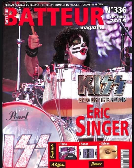 KISSさんのインスタグラム写真 - (KISSInstagram)「Latest KISS Magazine Cover: #EricSinger graces the cover of the September issue of Batteur Magazine in France.  Thanks to Christophe Dard for sharing the cover with us!」9月17日 3時01分 - kissonline