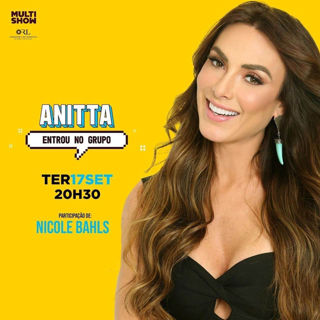 Nicole Bahlsさんのインスタグラム写真 - (Nicole BahlsInstagram)「Amores Amanhã vou estar Ao vivo no programa “Anitta entrou no grupo “ a partir das 20:30 no Multishow . @anitta @multishow 💋🎬」9月17日 5時51分 - nicolebahls