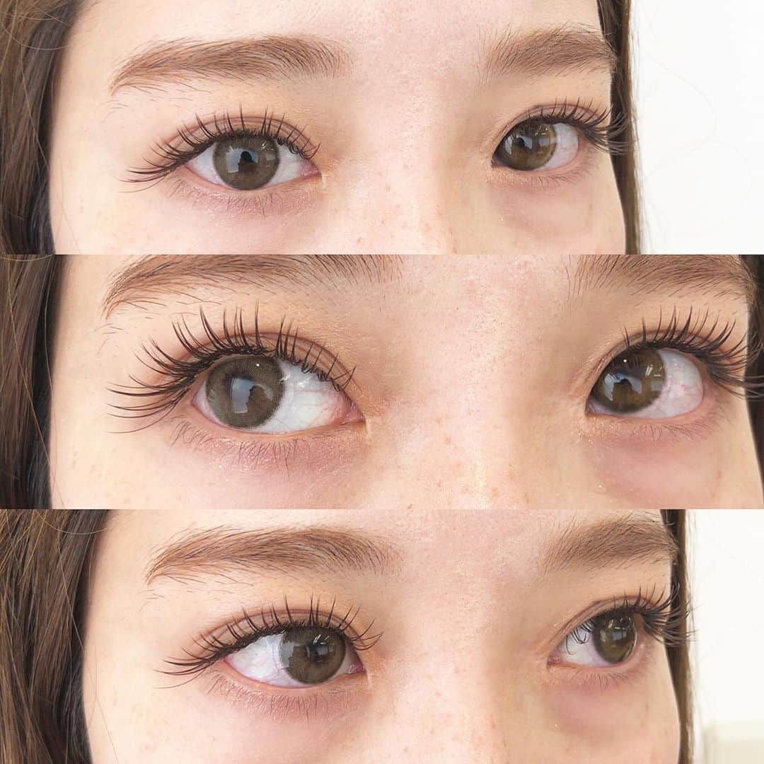 のインスタグラム：「お客様マツゲ♡ . #アップワードラッシュ  #darkbrown #khakibrown  #cカール → #jカール #付け放題 #タレ目 . やっぱりドーリー顔の女の子にはタレ目デザイン♡ #モテまつげ はお任せください♡ . . 9/17〜19までお休み頂いてます☕️ . #eyedesigner #マツエク #アイデザイナー #まつ毛エクステ #吉祥寺 #吉祥寺マツエク#kaedeまつげ#モテまつげ  #カラーマツエク #ニュアンスマツエク #ナチュラルマツエク #ブライダルまつげエクステ #ブライダルマツエク #ブライダル #大阪#大阪マツエク」