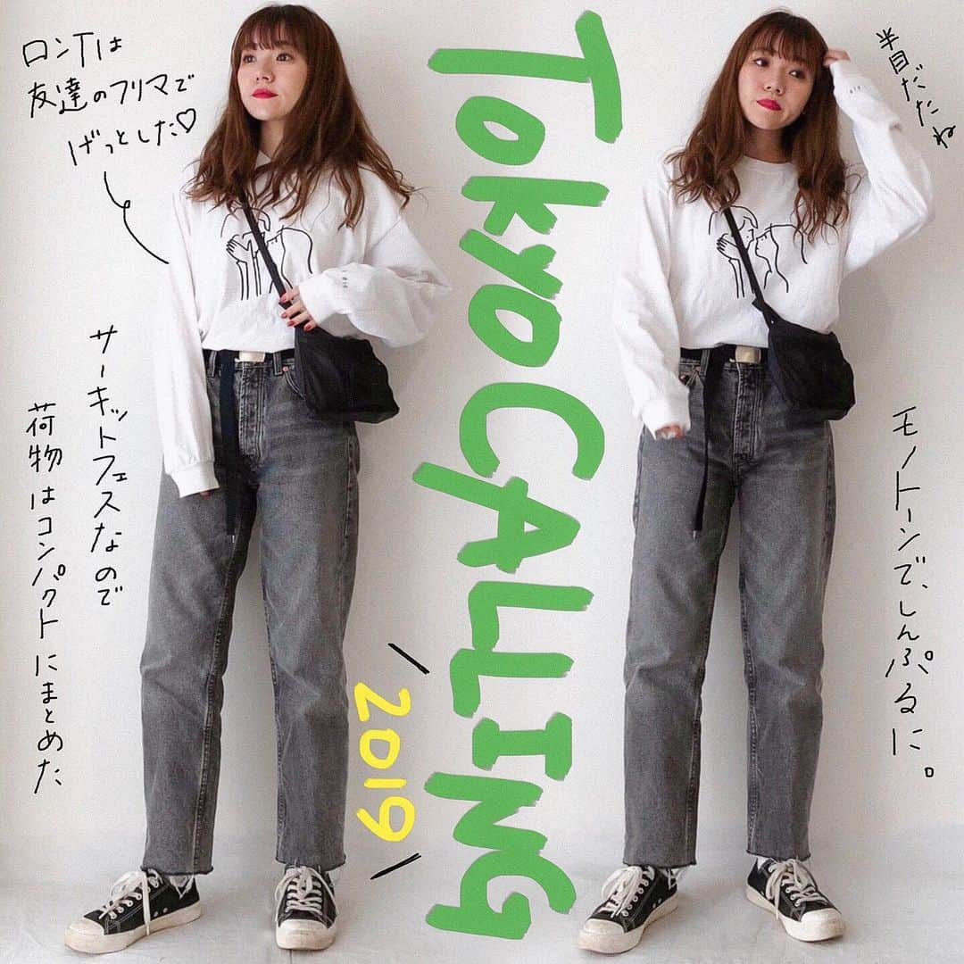 かほこ。さんのインスタグラム写真 - (かほこ。Instagram)「ㅤㅤㅤㅤㅤㅤㅤㅤㅤㅤㅤㅤㅤ ㅤㅤㅤㅤㅤㅤㅤㅤㅤㅤㅤㅤㅤ T-shirt : #yunagaba denim : #zara bag : #beautyandyouth #unitedarrows sneakers : #無印良品 ㅤㅤㅤㅤㅤㅤㅤㅤㅤㅤㅤㅤㅤ コーリング下北の時のです。顔がどっちも終わっているけどまあ服を見てください。ロンTはLサイズでぶかぶかなのを、ブラックデニムに全部インしてます。 ㅤㅤㅤㅤㅤㅤㅤㅤㅤㅤㅤㅤㅤ ただこの日は30℃くらいだったので暑かったです。サーキットも熱かったです。ライブ楽しいなやっぱり！ ㅤㅤㅤㅤㅤㅤㅤㅤㅤㅤㅤㅤㅤ コメントのお返事待っててね、ごめんね（ ; ; ） ㅤㅤㅤㅤㅤㅤㅤㅤㅤㅤㅤㅤㅤ #kaho_fashion」9月17日 21時19分 - xxokohakxx