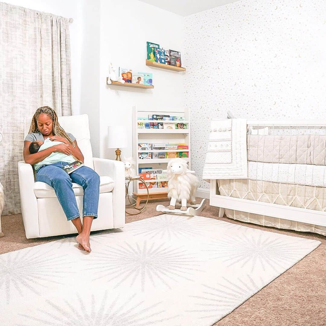 ナターシャ・ヘイスティングスさんのインスタグラム写真 - (ナターシャ・ヘイスティングスInstagram)「Liam’s nursery has become our new little zen space in our home. This Paxton rocker especially has been heaven for nursing and soothing Liam. Thank you @potterybarnkids and their in house Design Crew for designing our dream nursery 💙  All services are FREE and available in person or via phone.  Liam’s furniture is @potterybarnkids’ GREENGUARD Gold Certified made with a timeless design and eco-conscious materials. So, we feel good about what we put in our home, and ultimately what we put baby 👶🏽 Liam in. The GREENGUARD Gold Certified collections contribute to cleaner indoor air, creating a healthier home for your family to sleep, grow and play.  Check my bio and story to shop this nursery (and the antics with @southcity22 designing this space 😉). I will also be hosting a giveaway for some of the items featured in our nursery 💙 #lovemypbk #ad」9月18日 7時42分 - natashahastings