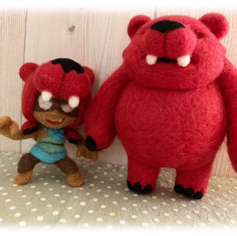 松本ぷりっつのインスタグラム：「ブロスタのニタ😆  #ブロスタ #brawlstars  #brawler  #ニタ  #羊毛フェルト  #needlefelted  #needlfelting」