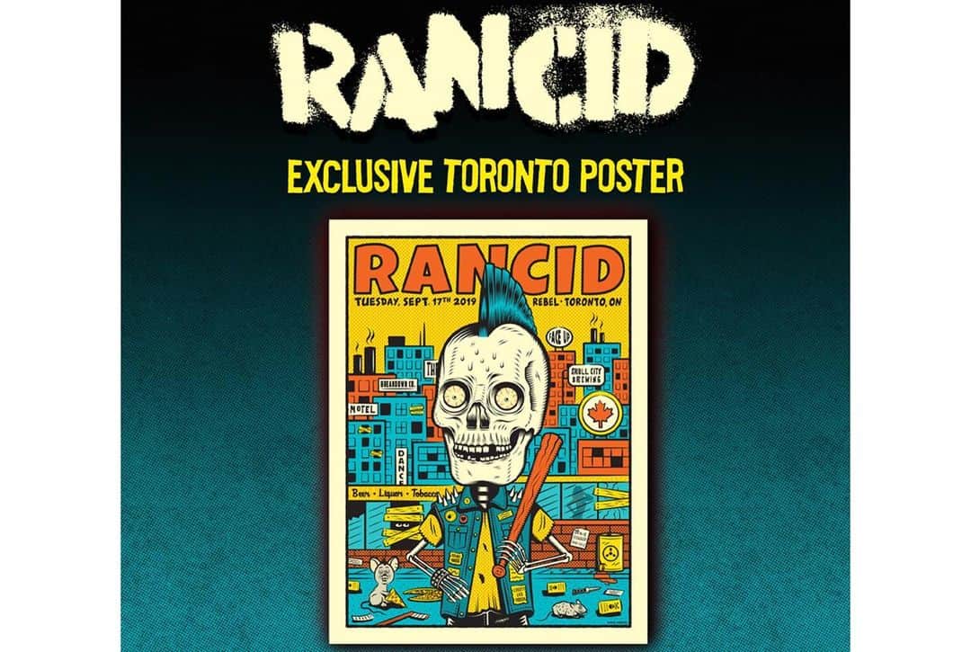Rancidさんのインスタグラム写真 - (RancidInstagram)「TORONTO, See you tonight for a sold out show!  Swipe to check your exclusive show poster 👊 📷: @bjpapas  Art by @merghimself」9月18日 1時34分 - rancid