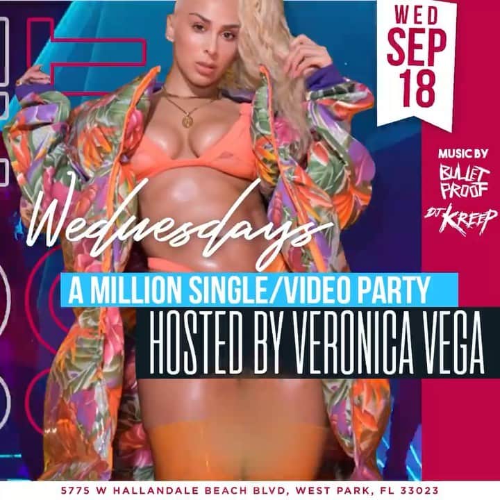 ベロニカ・ベガのインスタグラム：「FT LAUDERDALE TOMM WE AT @playhousehollywoodfl SO LIT WEDNESDAYS W MY BABY @djbulletproof WE CELEBRATING 10 MILLION VIEWS!!!! ANYONE WHO STOP AT MY TABLE TAKING A SHOT ON ME!!!!」