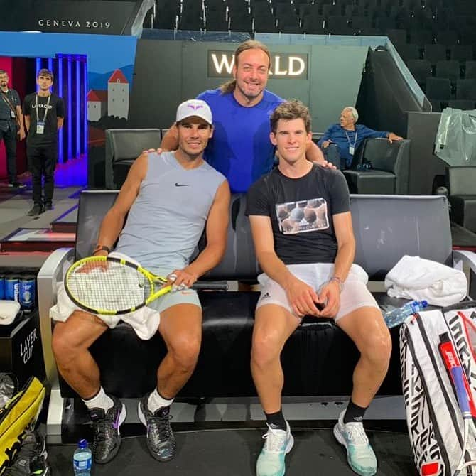 ドミニク・ティエムさんのインスタグラム写真 - (ドミニク・ティエムInstagram)「Practice with legends 😍🎾💫 Let’s go Team Europe 🇪🇺 #geneva #lavercup #createdwithadidas #4ocean」9月18日 2時41分 - domithiem