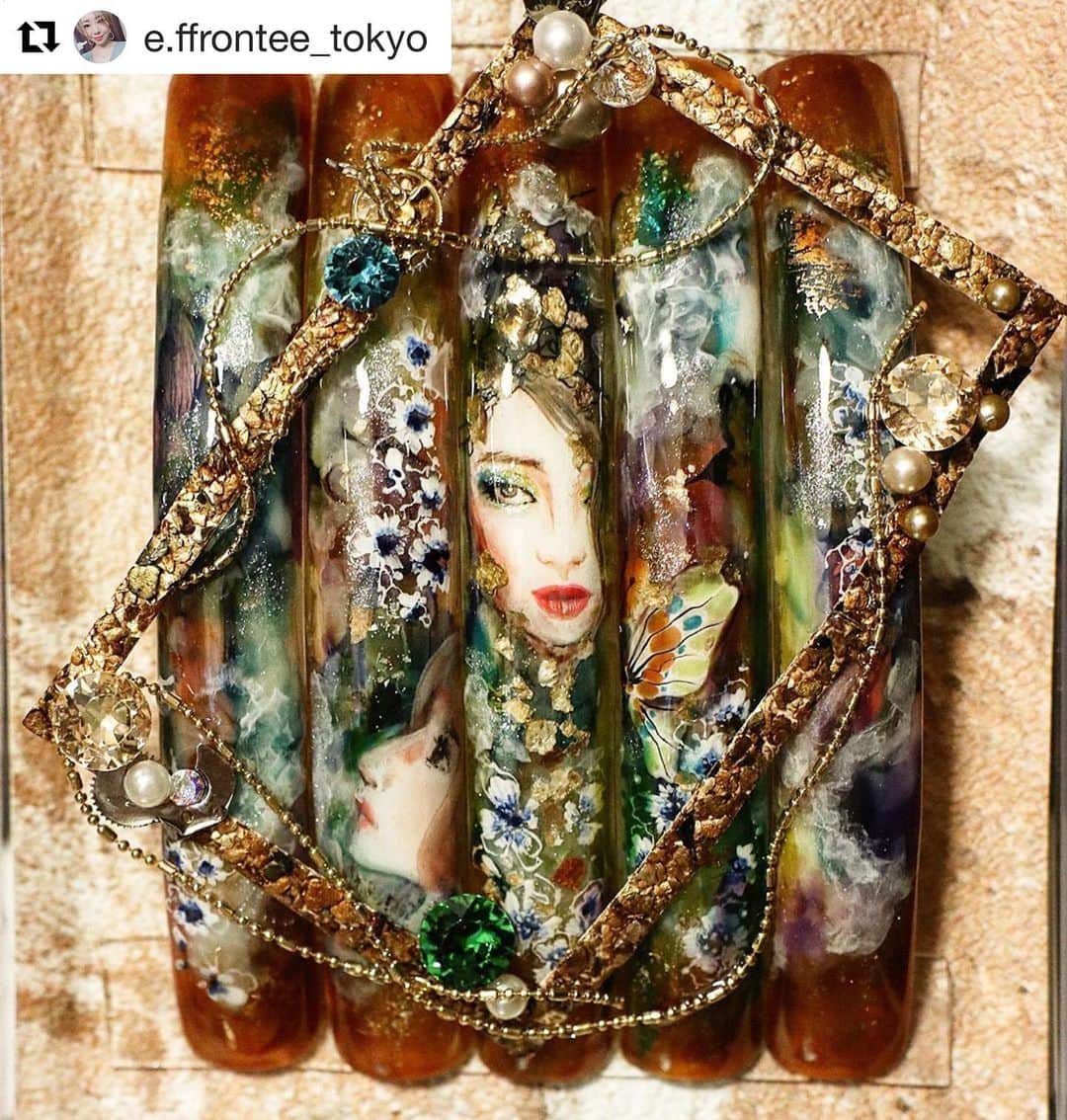 のインスタグラム：「なんと美しすぎます！  #木下ユミ杯 #ルクジェル部門 #ルクジェル  #Repost @e.ffrontee_tokyo with @get_repost ・・・ 東京ビューティーコングレス。 こちらブランド別ルクジェル部門に出した作品。 1位じゃなかったらルクジェル辞めるつもりで出しました。 そのくらい、このジェルでできる可能性を追及してやろうと思って作った子でした。 1番になれなくてごめん。 でもわたしはルクジェルが好きだよ。 ただ救いだったのは この作品は見る人皆が… 賞賛してくださいました。 ありがとうございます。 もっと勉強します。 ただ、今でもどの作品にも負けてないと思ってます。」