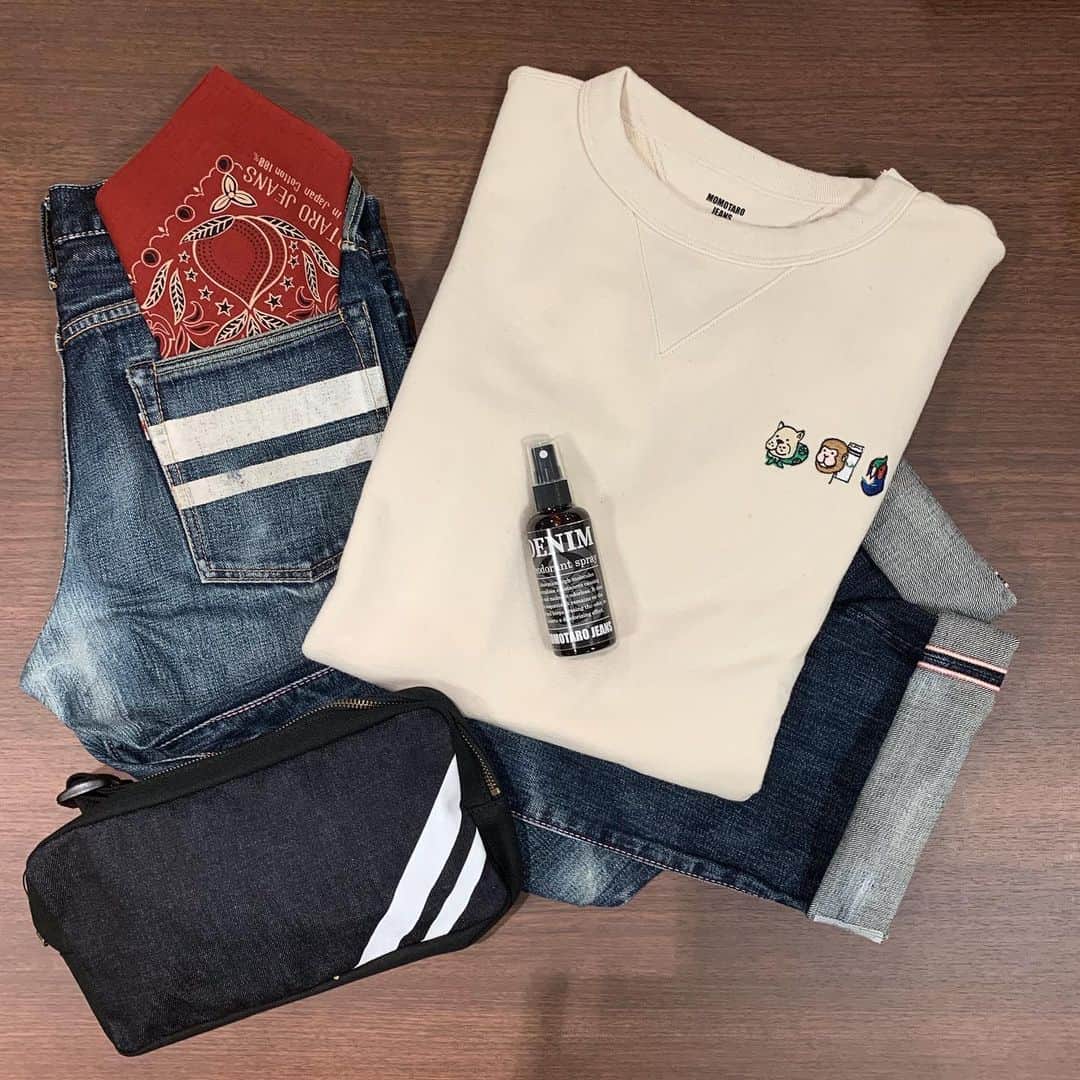 momotarojeansのインスタグラム：「sweat: 07-075 Jeans:wear 2year Bandana:AS-60 bag:B-12  #kojima #kurashiki #okayama #jeans #denim #denimday #denimporn #denimhead #selvedge #selvage #selvedgedenim #selvedgeforum #denimevolution #selvedgemurah #unionspecial #goingtobattle #madeinjapan #japanesedenim #fading #naturalfading #madebyhand #madeinjapan #jeanslife #vintagejeans #fade #selvedge #mensweardaily」