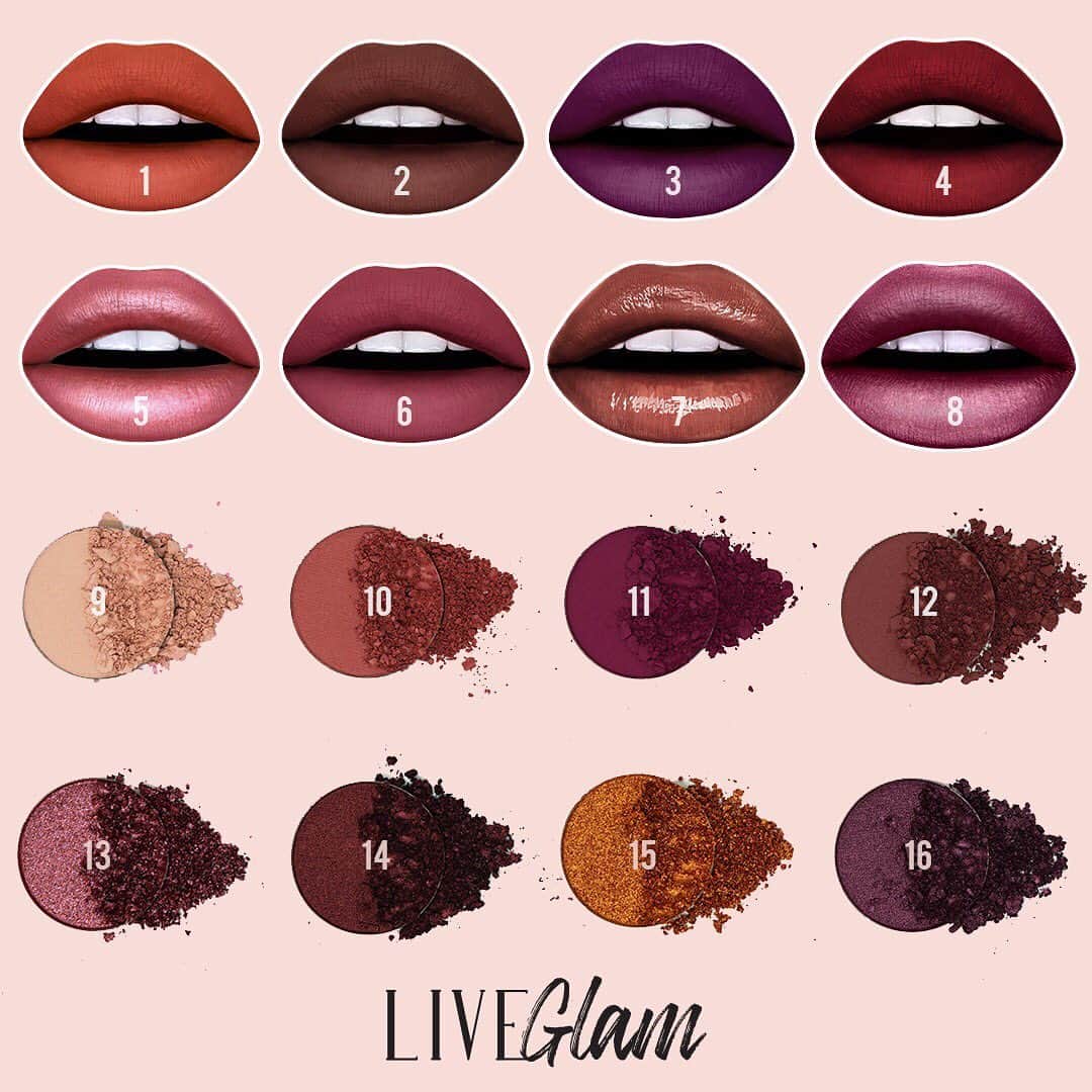 LiveGlamさんのインスタグラム写真 - (LiveGlamInstagram)「Hey #LiveGlamFam!  What colors are you hoping to see this fall season?! 🍁✨⁣ ⁣ Let us know in the comments below your fave lippie and eyeshadow shade number listed above!⁣ ⁣ Everyone who votes will be entered into a giveaway for a chance to win a set of #LiveGlam KissMe lippies! 💋⁣ ⁣ Giveaway rules:⁣ -Must like this post!⁣ -Must be following us!⁣ Voting ends on 9/20 at 10 AM PST! Winner will be announced at 12 PM PST in the caption! Goodluck 😘 Update: Winner @maria_bacais ! Congrats! 🎉 we will DM you 💋」9月19日 2時25分 - liveglam