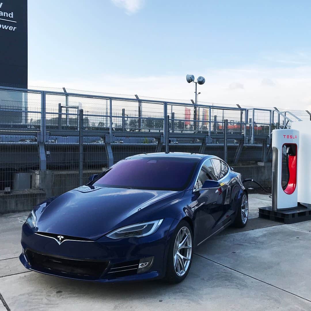 Teslaのインスタグラム：「We installed a Supercharger at Nürburgring. Makes it feel like home, you know?」