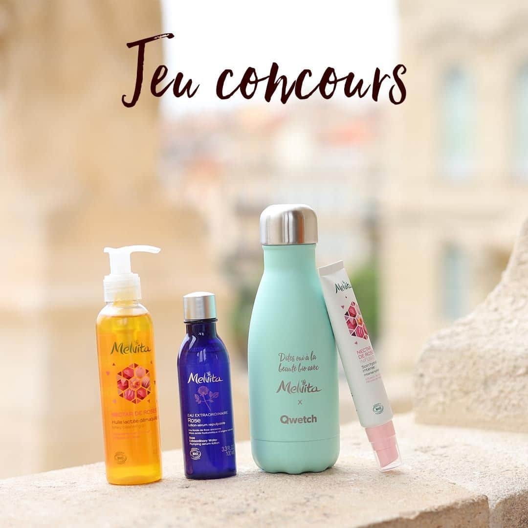 Melvita Officialのインスタグラム：「🌸 JEU CONCOURS 🌸⠀ A l’occasion de notre collaboration avec Qwetch, nous nous associons pour vous faire gagner 1 superbe lot composé d’une gourde Qwetch x Melvita en édition limitée, ainsi que 3 nouveautés de la Gamme Nectar de Roses. ⠀ ⠀ Pour participer rien de plus simple : ⠀ ⠀ - Abonnez-vous à notre compte Instagram et à celui de @qwetch.fr⠀ - Taguez 2 ami(e)s en commentaire⠀ ⠀ Concours ouvert à la France, Fin du concours le 23 septembre⠀ Alors qu’attendez-vous pour tenter votre chance ?⠀ ⠀ #JeuConcours  #Qwetch #Melvita」