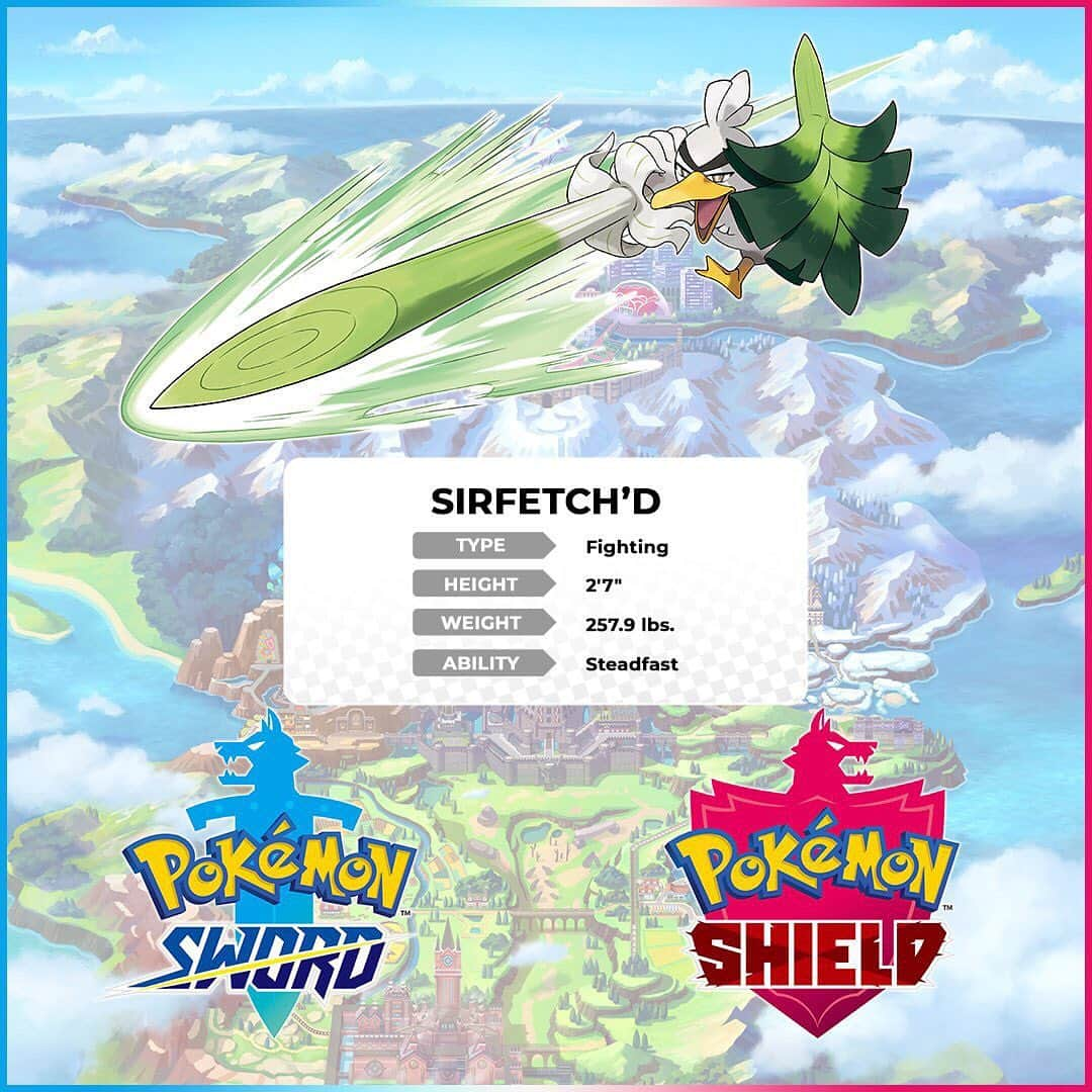 Pokémonさんのインスタグラム写真 - (PokémonInstagram)「🚨 New Pokémon Discovered! 🚨  Meet Sirfetch’d, the Wild Duck Pokémon! Farfetch’d that inhabit the Galar region can evolve into Sirfetch’d after experiencing many battles. Tap the link in our bio to learn more about this new Pokémon!  #PokemonSwordShield」9月18日 22時42分 - pokemon