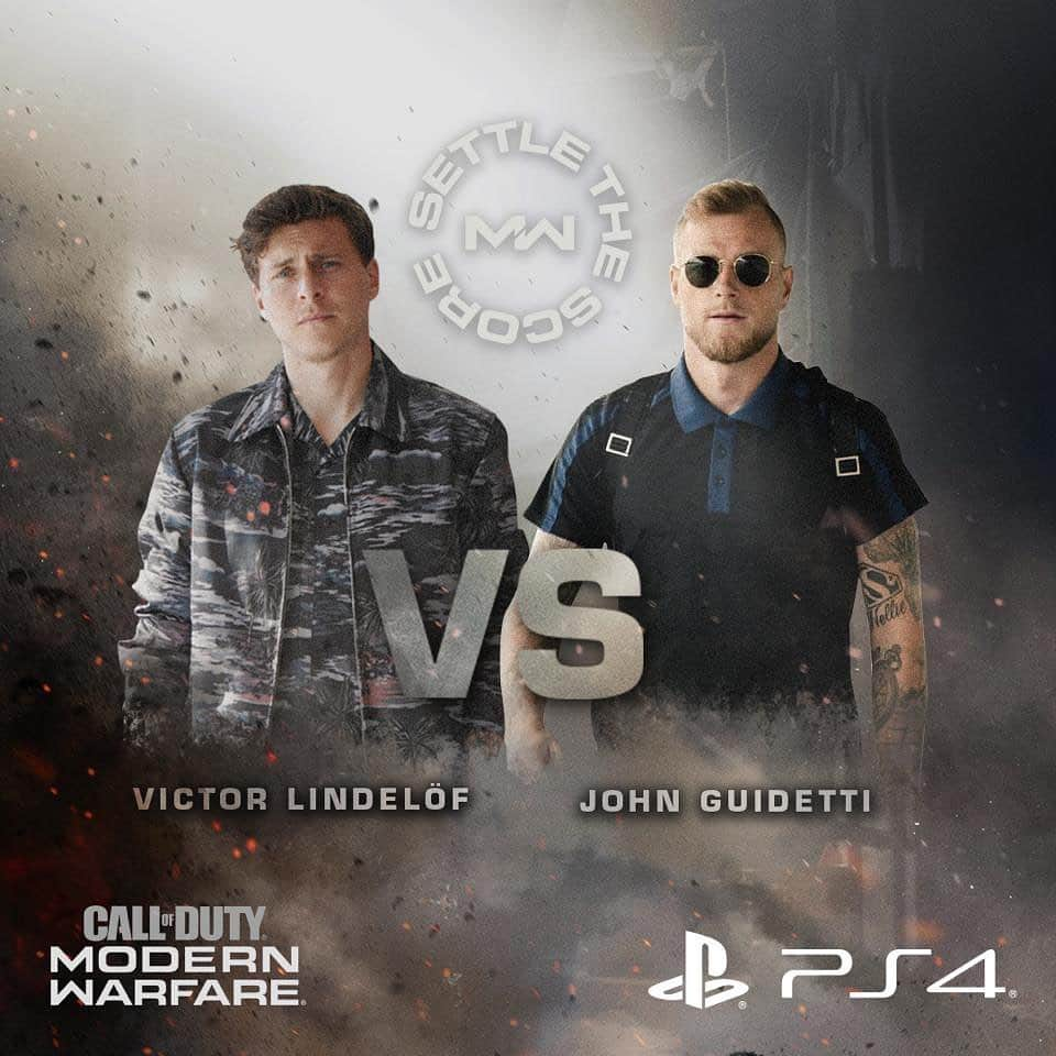 ヨン・グイデッティのインスタグラム：「It’s time to settle the score once and for all. I challenge my friend @VictorLindelof to settle the score and finally get an answer to which playstyle is better – defense or attack.  We’ll be settling the score on PS4 playing @CallofDuty: Modern Warfare and the new 2v2 multiplayer mode, Gunfight. Be sure to check out Modern Warfare Free Open Beta this weekend, starting from Thursday to Monday 23rd!  Call of Duty: Modern Warfare is rated PEGI18 and will be available October 25th.  #MWScore, #CallOfDuty, #ModernWarfare, #playstation」