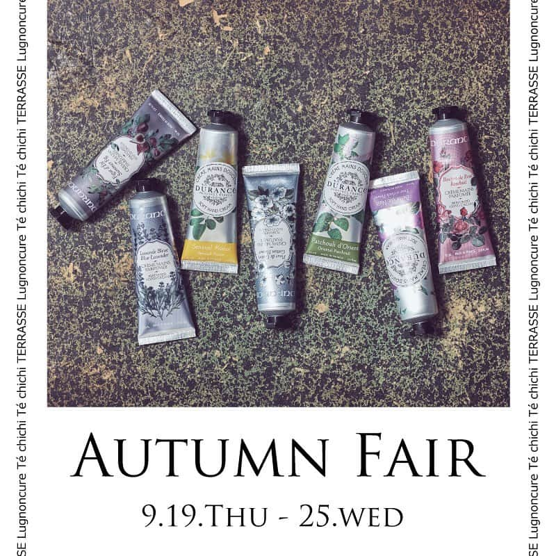 Lugnoncure（ルノンキュール）さんのインスタグラム写真 - (Lugnoncure（ルノンキュール）Instagram)「【Autumn fair 9.19.Thu~】 日頃のご愛顧に感謝して、オータムフェアを開催いたします。 ￥5,000（税込）以上お買い上げの方に「フレグランスハンドクリーム」、￥8,000（税込）以上お買い上げの方へ、「オリジナルルームウエア」をプレゼント！ ぜひこの機会に、ご来店くださいませ。 . . 【期間】 2019年9月19日（木）～9月25日（水） . . 【対象店舗】 Té chichi、Té chichi TERRASSE、Te chichi/Lugnoncure全店、SM2 olohuone・SM2 otan taman（Té chichi取扱い店に限る） . . ※CAN ONLINE SHOPでも￥8,000（税込）以上お買い上げで「オリジナルルームウエア」をプレゼント！「フレグランスハンドクリーム」は店舗のみのお取り扱いになりますので、ご了承くださいませ。」9月19日 9時38分 - lugnoncure