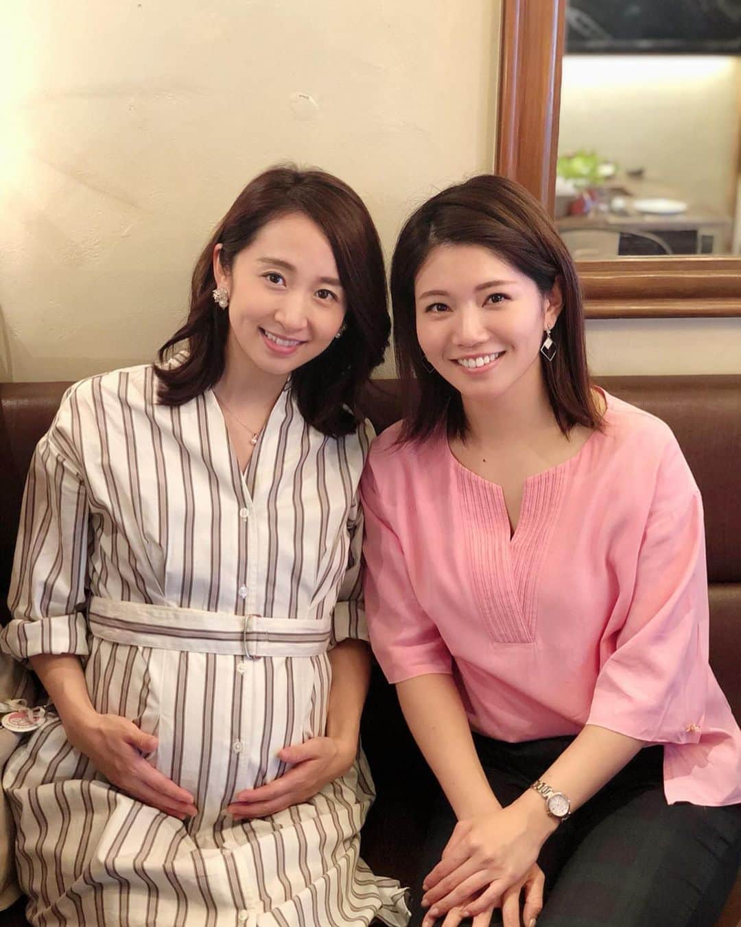 小野恵美のインスタグラム：「あさみんとランチ🍽 お仕事後にありがとう😊 過ごしやすい気温になってきましたね🍁  近況報告からバチェラー3の話まで🤣笑 （今期初めてバチェラー観てる） 楽しい時間でした❤️ #ランチ #フリーアナウンサー #妊婦 #マタニティ #臨月 #マタニティライフ #マタニティコーデ #妊娠後期  再投稿しました🙏」