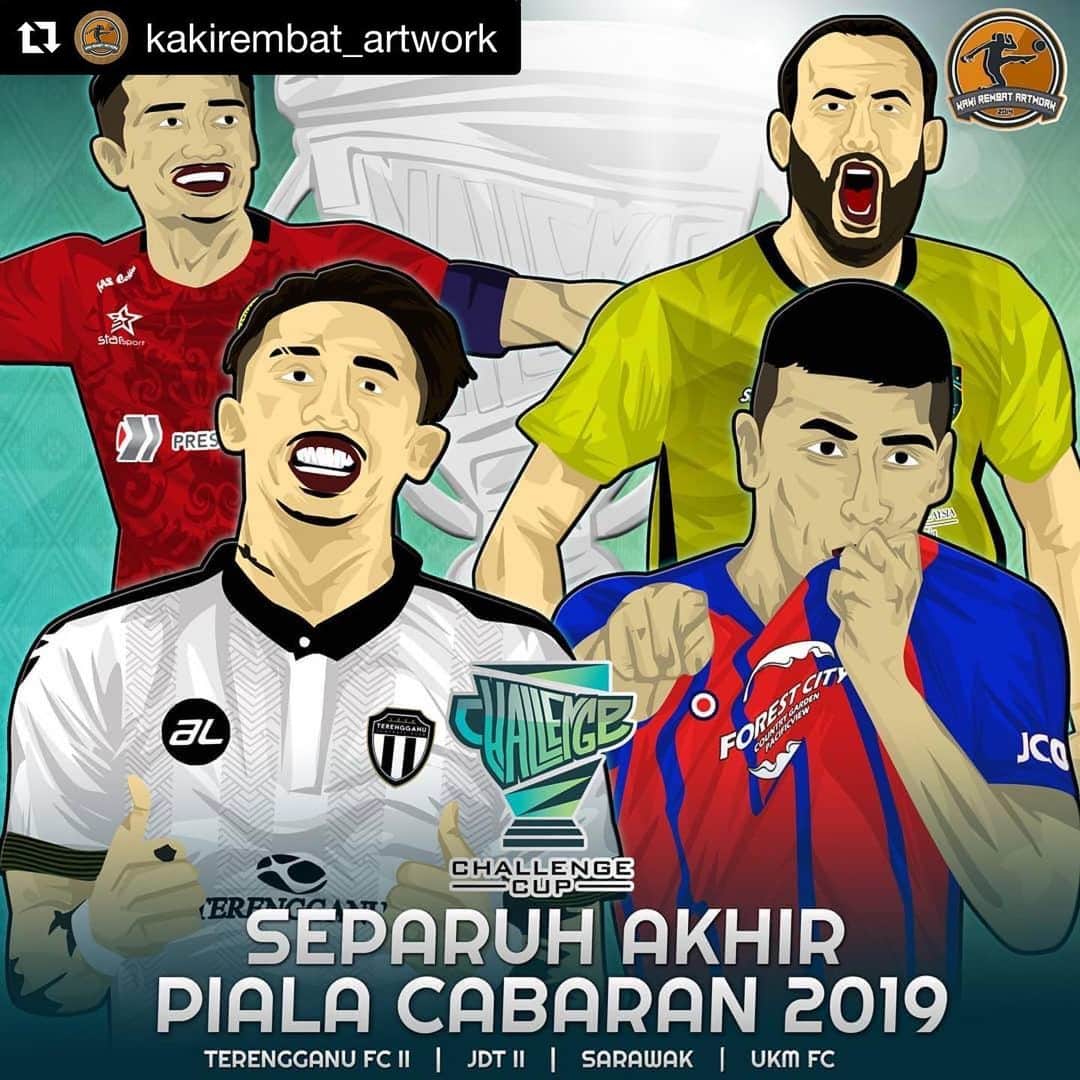 鈴木ブルーノさんのインスタグラム写真 - (鈴木ブルーノInstagram)「#Repost @kakirembat_artwork with @get_repost ・・・ Separuh Akhir #1 Piala Cabaran 2019 : . Jumaat, 20 September : Terengganu FC II lwn JDT II . Ahad, 22 September : Sarawak lwn UKM FC __________________________________________ #ChallengeCup2019 #kakirembat_artwork #kakirembat_artwork_rebuild . [Admin nak recommend igshop paling power korang boleh dapat jersi gred player issue & fan issue termurah di pasaran online. Ada banyak GIVEAWAY menanti korang sepanjang season 19/20 ni tau. Rugi tak follow @dsjcmy ]」9月19日 23時40分 - cbruno_7