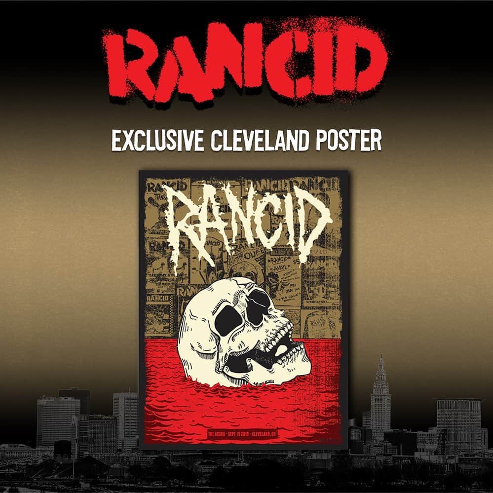 Rancidのインスタグラム：「Cleveland, you're up! Exclusive poster available at the merch booth. See ya in the pit  Art by: @garage_land」