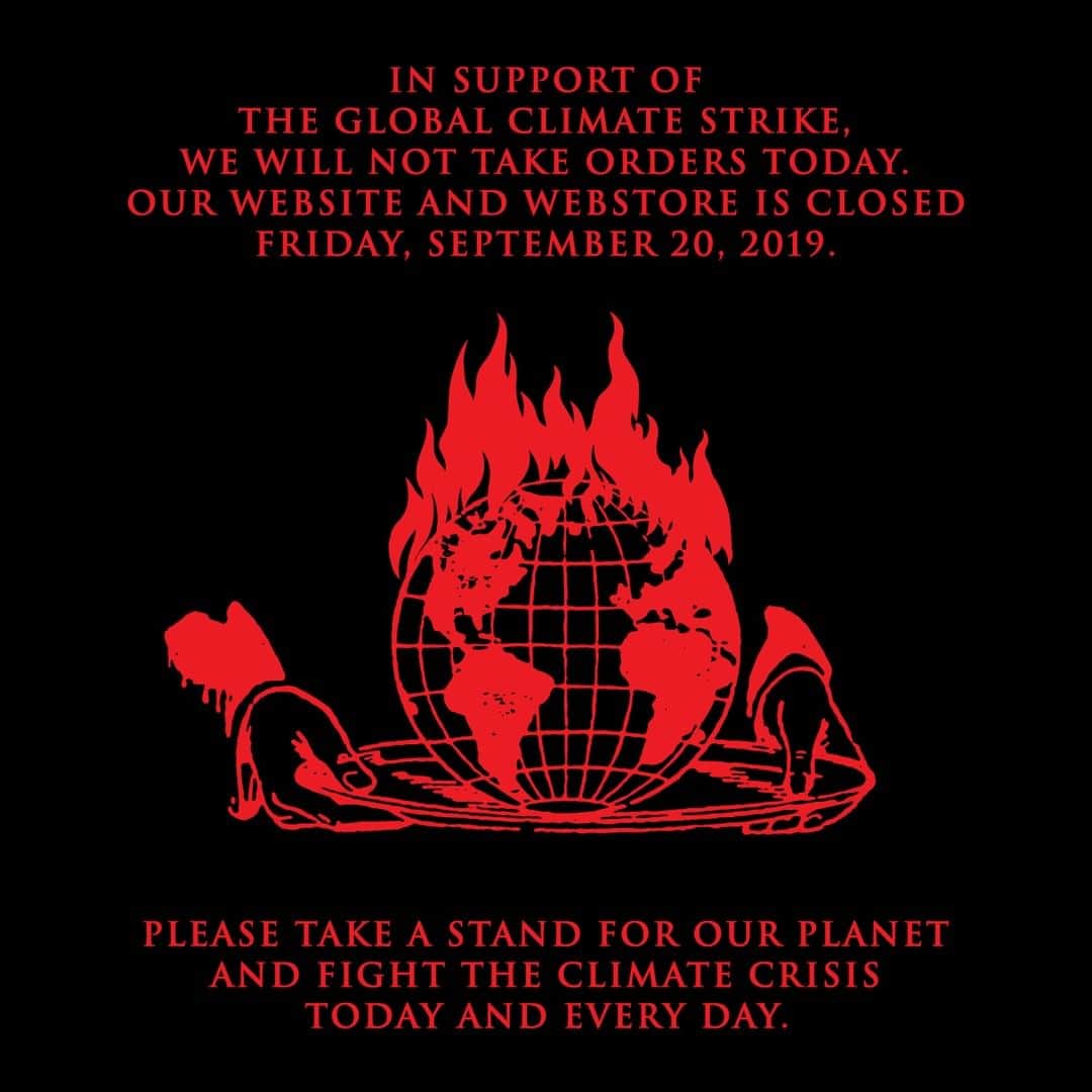 Shepard Faireyのインスタグラム：「⁠IMPORTANT MESSAGE FROM THE OBEY GIANT STORE:⁠ ⠀⠀⠀⠀⠀⠀⠀⠀⠀⁣⁠ In support of the #GlobalClimateStrike, obeygiant.com will be shutting down e-commerce for the day. Our online store will be back open on September 21st, 2019. Please join us as we take a stand to raise awareness of the climate crisis. Please take a stand for our planet and fight the climate crisis today and every day. Check your local listings for the climate strike in your area. Thanks for caring!⁠ ⠀⠀⠀⠀⠀⠀⠀⠀⠀⁣⁠ #GlobalStrike #ClimateCrisis #ClimateAction #obey #obeygiant #shepardfairey」