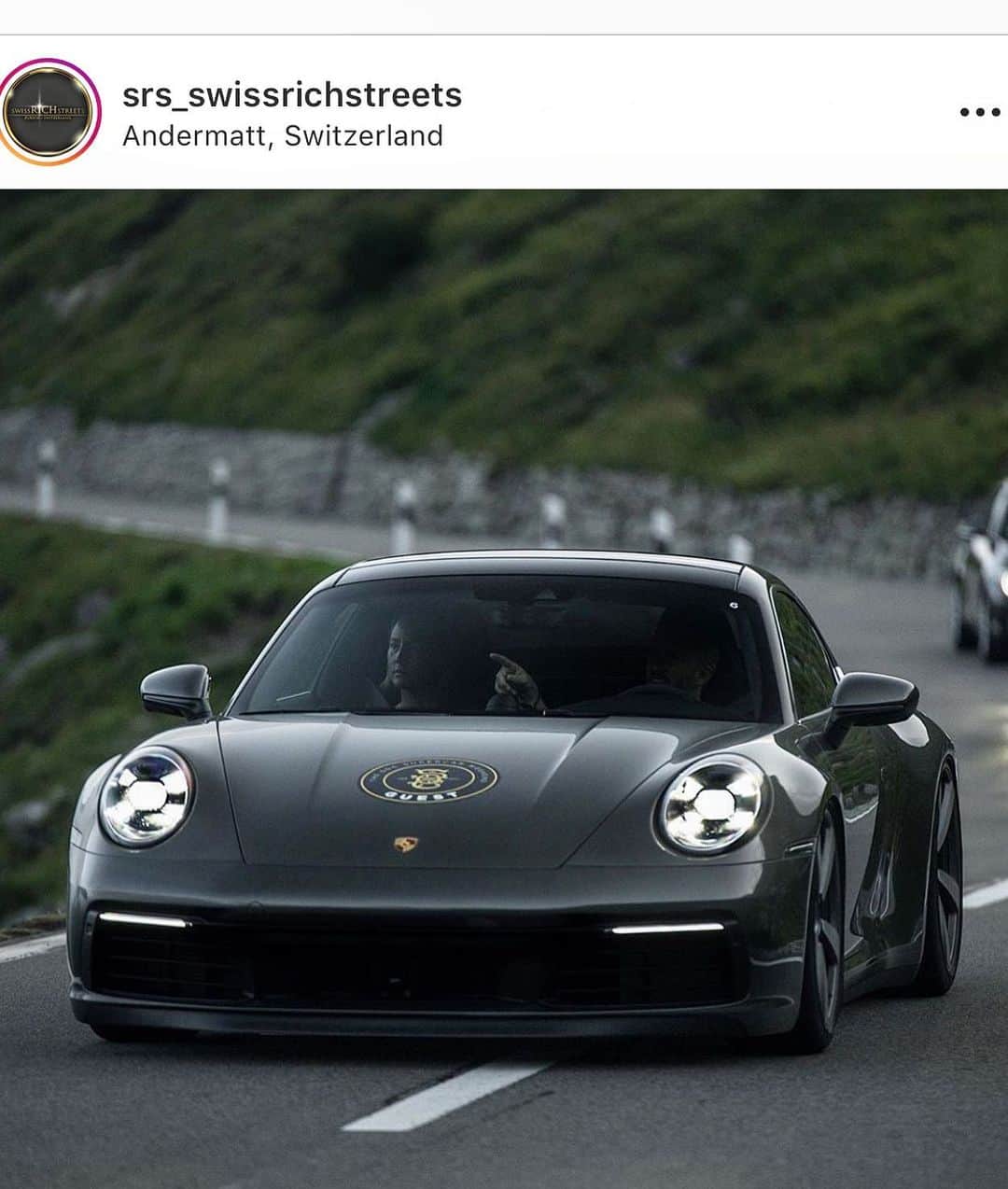 ニック・ハイドフェルドのインスタグラム：「See there. The way to go with color choice on the new 911. 😉 Power feels sufficient unless arriving as guest @supercarownerscircle 😆 Thx @srs_swissrichstreets for catching the powerful beauty of the Porsche 992 4s See my story for #repost of rear view 🔥. And to answer a question: it’s all original. . . . . #carlover #repost #porsche #911 #porsche911 #4s #sportscar」
