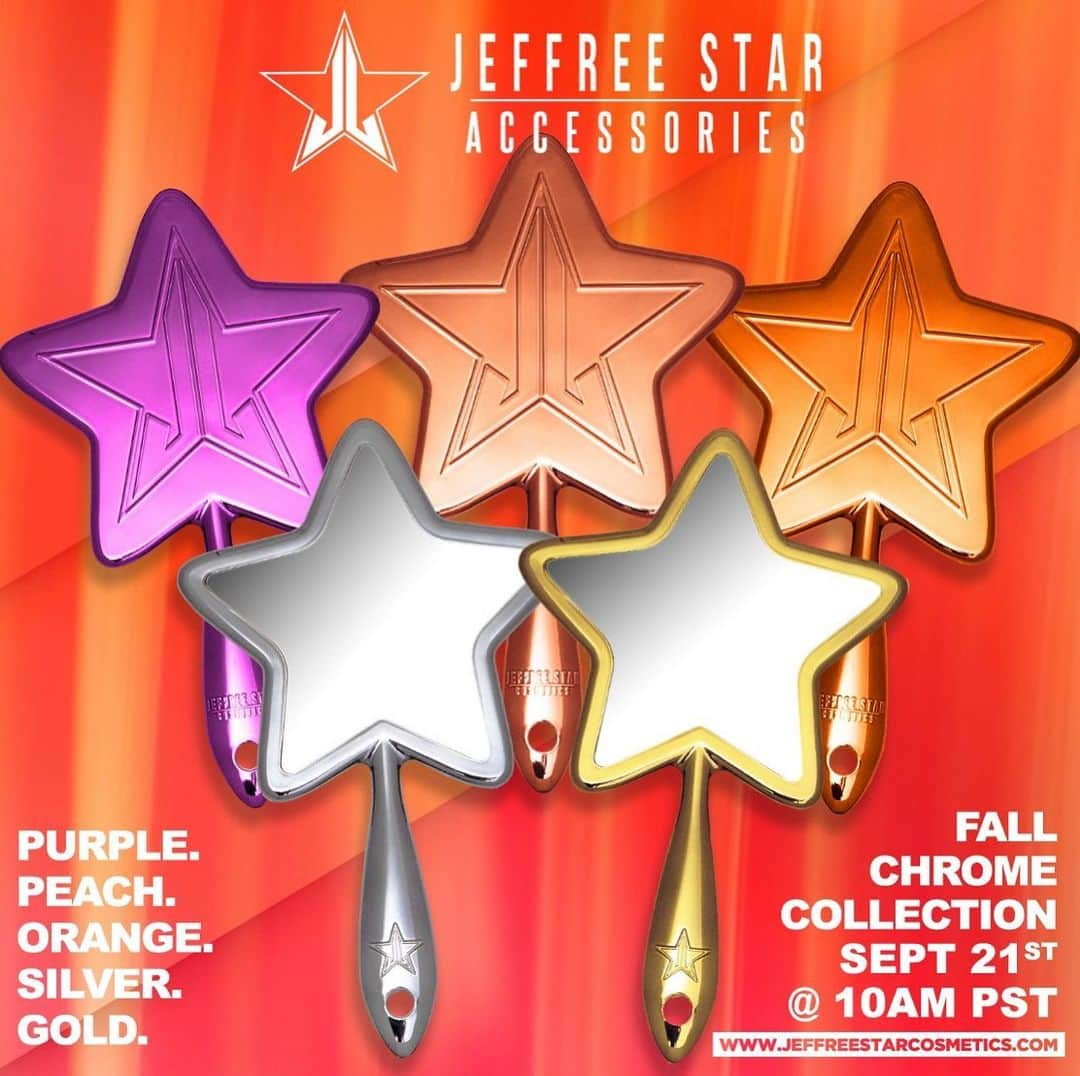 Jeffree Star Cosmeticsさんのインスタグラム写真 - (Jeffree Star CosmeticsInstagram)「Introducing the FALL CHROME #STARMIRROR COLLECTION 🍂🧡🌟Available THIS SATURDAY 9/21 at 10:00am PST💖 #jeffreestarcosmetics」9月20日 12時02分 - jeffreestarcosmetics