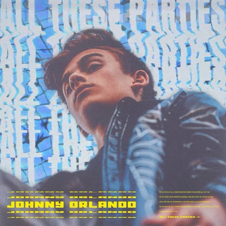 ジョニー・オーランドのインスタグラム：「#AllTheseParties out now everywhere!! grab your friends & your grandma let’s party 🥳 (link in bio)」