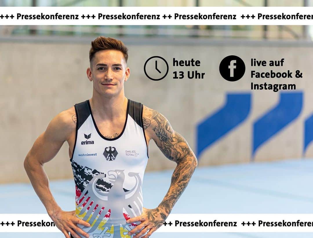 マゼル・ニューエンのインスタグラム：「Nicht verpassen: Heute 13 Uhr, Pressekonferenz #pressekonferenz #stuttgart2019 #facebook #instagram #news #gymnastics #themarcelnguyen #wisport #sportverliebt」