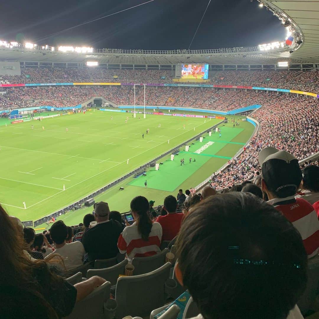 亀恭子のインスタグラム：「RUGBY WORLD CUP 2019 TOKYO . . . Match1 Japan vs Russia 来ました^ ^ . . #rugby #worldcup #rugbyworldcup2019 #tokyo #🏉」