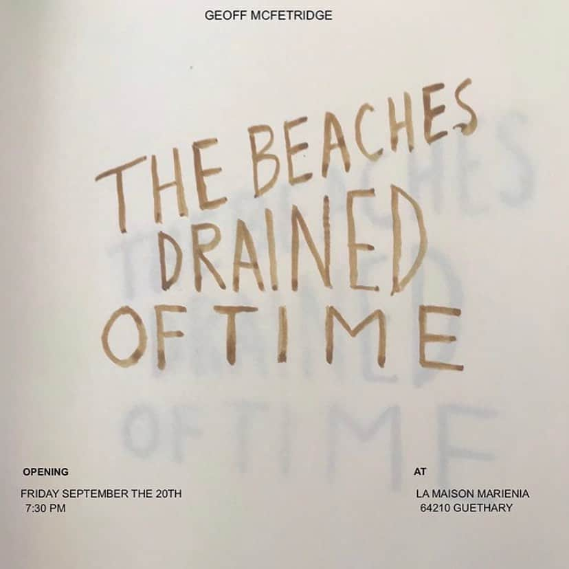 ジェフ・マクフェトリッジのインスタグラム：「I began painting watercolor outdoors in the Basque Country years ago. Now it is poetic to spend 2 weeks dedicated to making paintings outdoors that opens tonight at @pensionmarienia in Guéthary. #thebeachesdrainedoftine Thank you for the hospitality of my hosts, the village @shawnstussy and the Stockholm Surf Club and the Atlantic Ocean Swells」