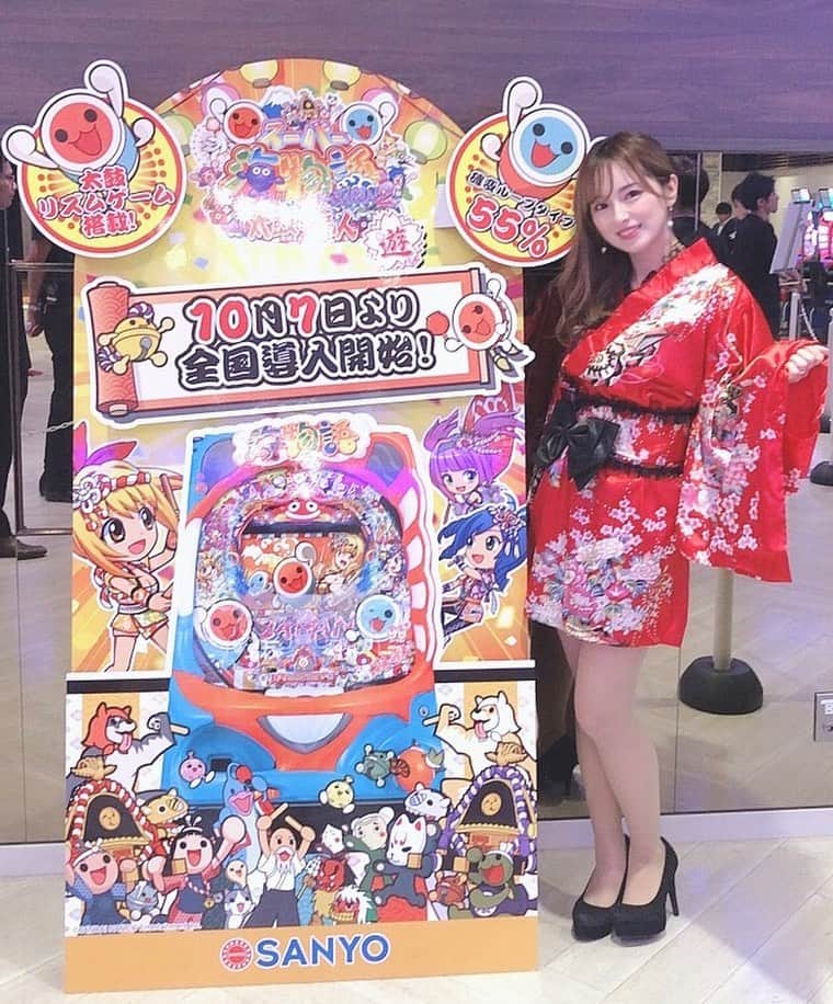 ぽこのインスタグラム：「【JAPAN2 with太鼓の達人】スペシャルファンイベントの大阪会場に参加したよ👘❤️ 太鼓の達人と上手くコラボしてる演出に加えて、スペックも良いから本当楽しみ✨  #海祭り2019 #太鼓の達人 #SANYO #JAPAN2」
