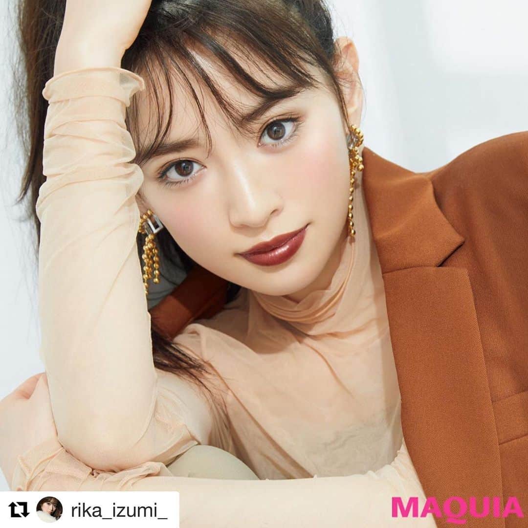 高橋里帆さんのインスタグラム写真 - (高橋里帆Instagram)「@maquia.magazine  10月号 @rika_izumi_  ちゃんのヘアーメイクさせて頂きました✨  是非チェックしてみてください✨  メイクの詳細は本誌で〜💕 #泉里香#高橋里帆メイク #maquia#秋メイク#コスメ#化粧品#ブラウンリップ#トレンド#beauty  #Repost @rika_izumi_ with @get_repost ・・・ MAQUIA１０月号💄 このメイク好き💘 #マキア#beauty#makeup#秋メイク#ブラウンメイク」9月21日 10時26分 - takahashi.riho