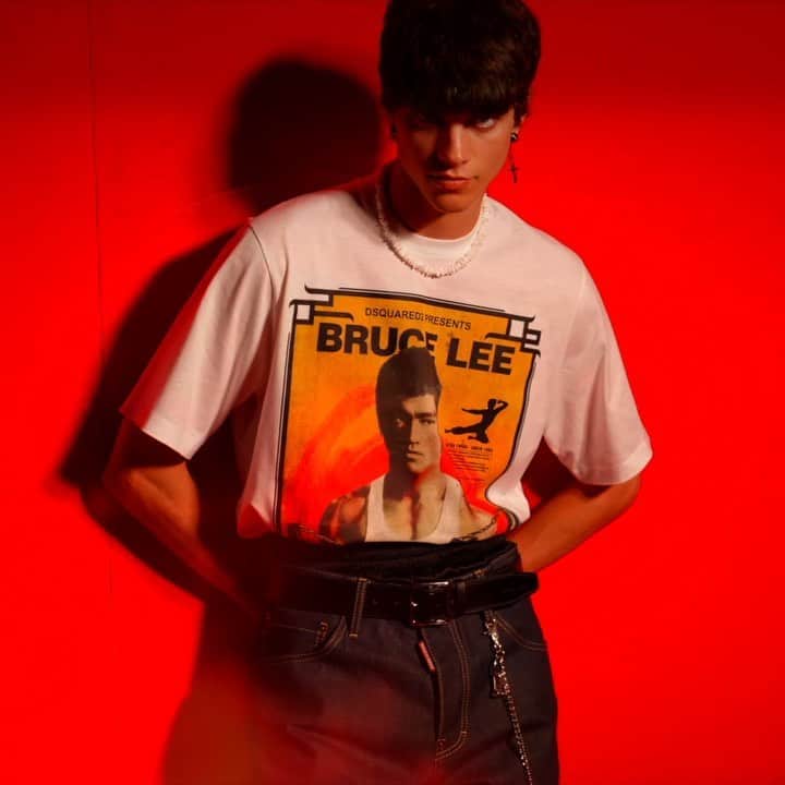 のインスタグラム：「#Dsquared2SS20: experience the pattern crazed new-age collection with a special Bruce Lee cameo #RED2」